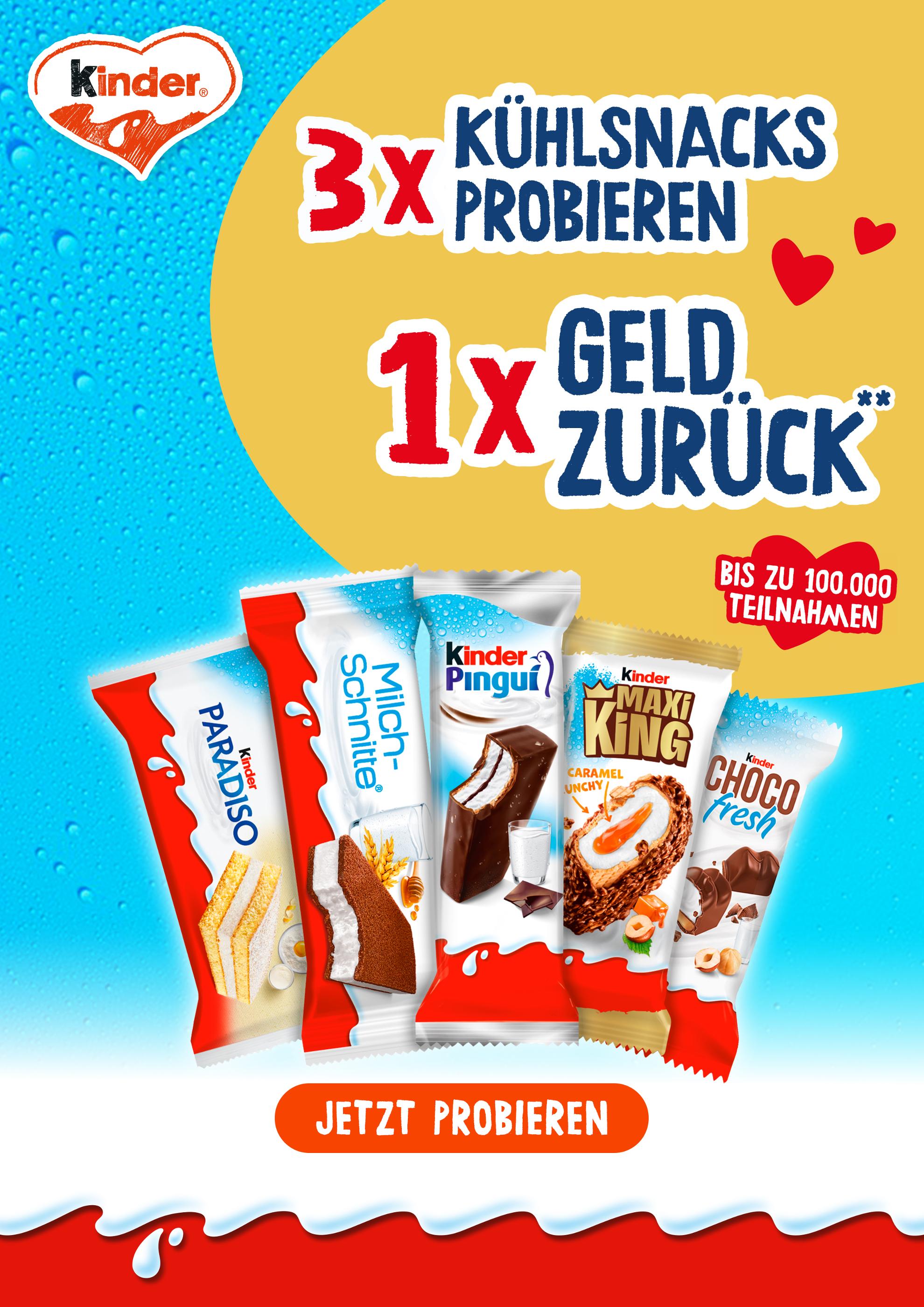 Aktueller kinder Discounter Prospekt in Kleinostheim und Umgebung, "3x Kühlsnacks probieren 1x Geld zurück*" mit 1 Seite, 29.06.2026 - 26.07.2026